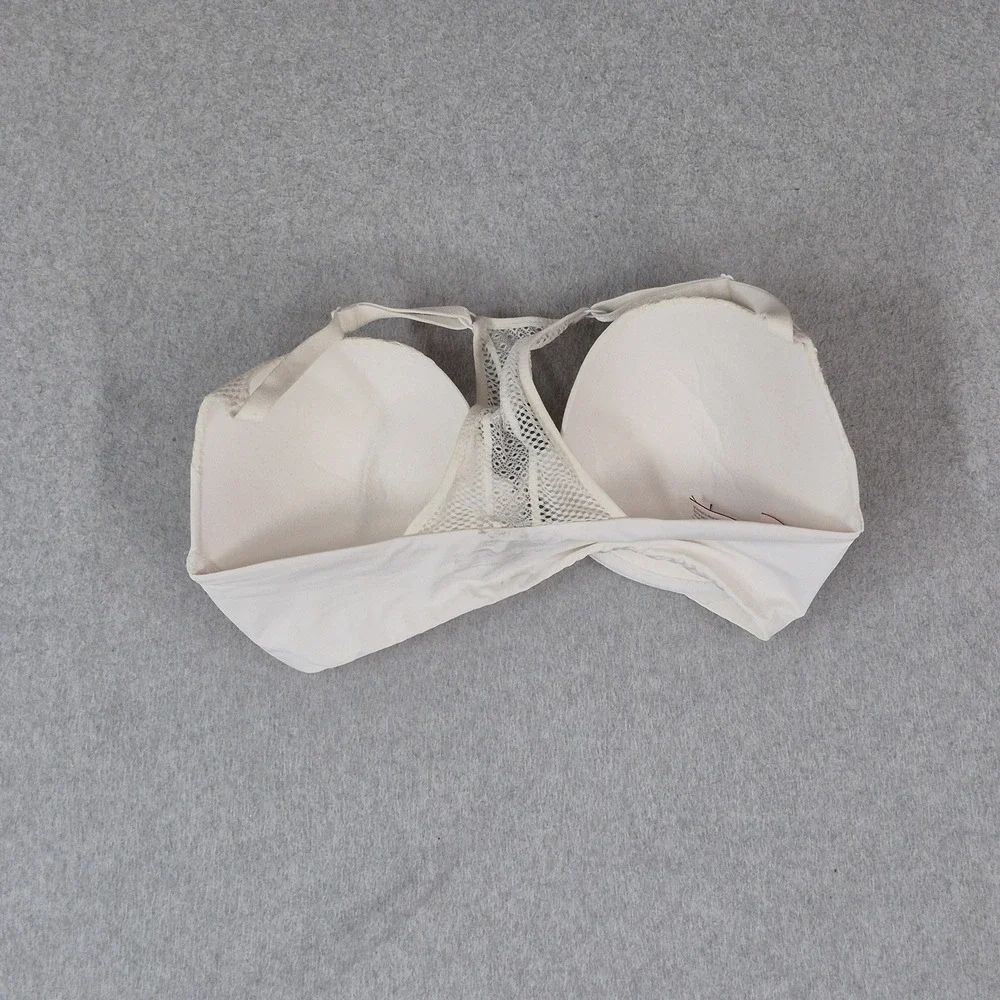 Victoria's Secret Women Bra 34DD White T Shirt Underwired Lace Front Close READ